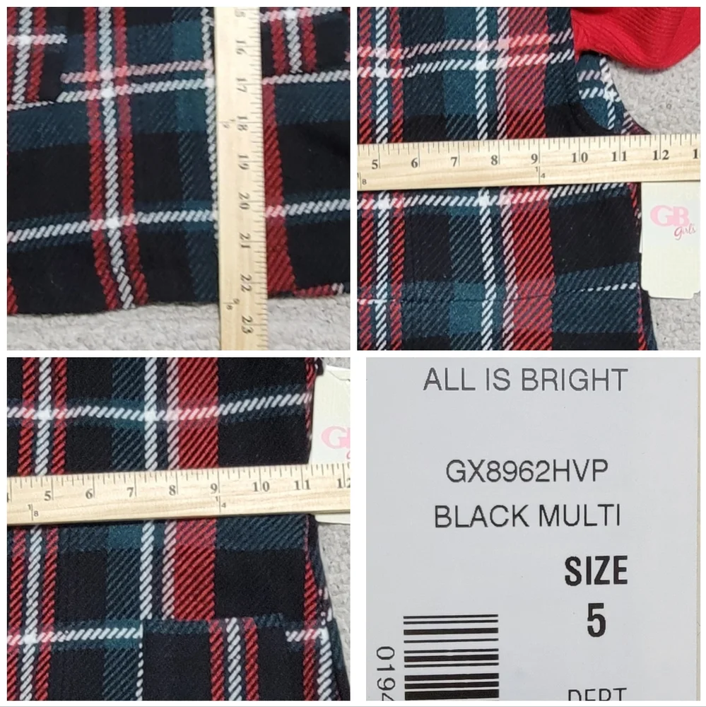 GB Girls All Is‎ Bright Red Black Plaid Tweed Dress Kid Size 5. This long sleeve